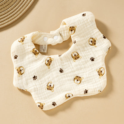 Baby Bib Class A Six-layer Round Children's Bib Cartoon Newborn Anti-spitting Pure Cotton Spring and Summer