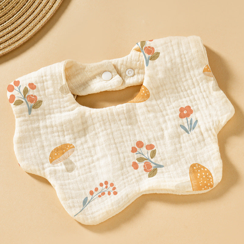 Baby Bib Class A Six-layer Round Children's Bib Cartoon Newborn Anti-spitting Pure Cotton Spring and Summer
