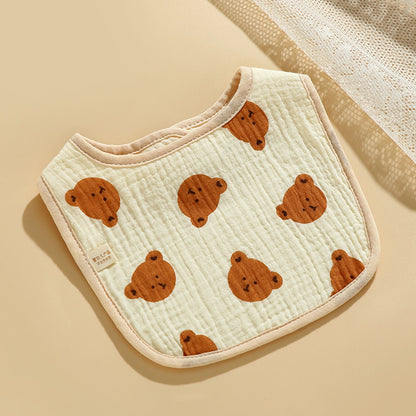 Baby Bib Class A Six-layer Round Children's Bib Cartoon Newborn Anti-spitting Pure Cotton Spring and Summer