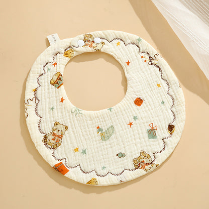 Baby Bib Class A Six-layer Round Children's Bib Cartoon Newborn Anti-spitting Pure Cotton Spring and Summer