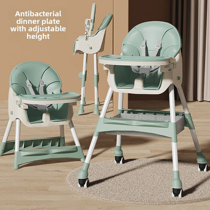 Adjustable Baby Dining Chair with Tray and Cushion