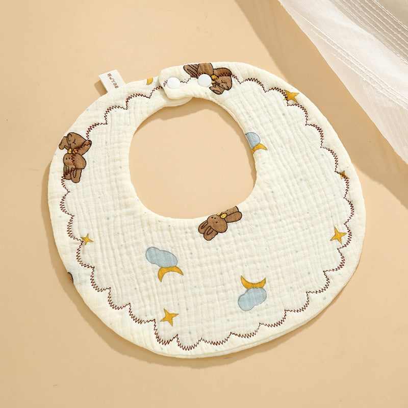 Baby Bib Class A Six-layer Round Children's Bib Cartoon Newborn Anti-spitting Pure Cotton Spring and Summer