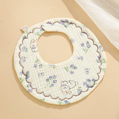 Baby Bib Class A Six-layer Round Children's Bib Cartoon Newborn Anti-spitting Pure Cotton Spring and Summer