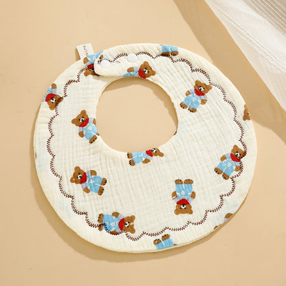 Baby Bib Class A Six-layer Round Children's Bib Cartoon Newborn Anti-spitting Pure Cotton Spring and Summer