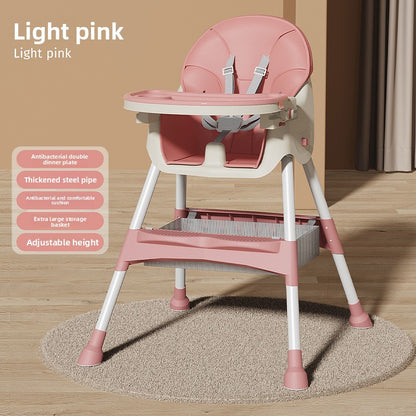 Adjustable Baby Dining Chair with Tray and Cushion