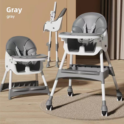 Adjustable Baby Dining Chair with Tray and Cushion