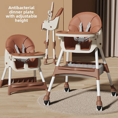 Adjustable Baby Dining Chair with Tray and Cushion