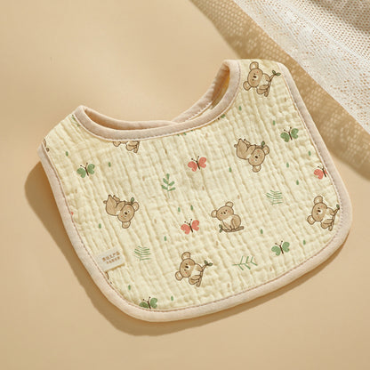 Baby Bib Class A Six-layer Round Children's Bib Cartoon Newborn Anti-spitting Pure Cotton Spring and Summer