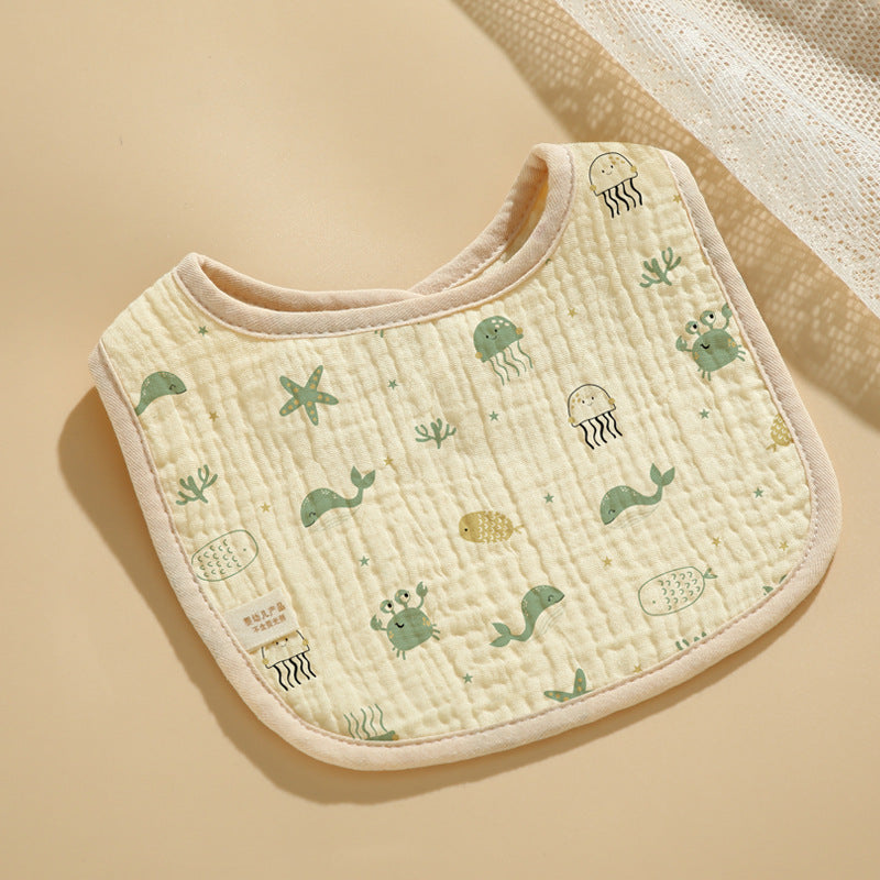 Baby Bib Class A Six-layer Round Children's Bib Cartoon Newborn Anti-spitting Pure Cotton Spring and Summer