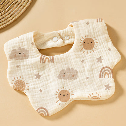 Baby Bib Class A Six-layer Round Children's Bib Cartoon Newborn Anti-spitting Pure Cotton Spring and Summer