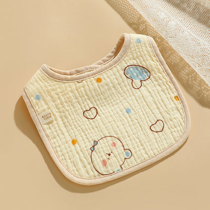Baby Bib Class A Six-layer Round Children's Bib Cartoon Newborn Anti-spitting Pure Cotton Spring and Summer