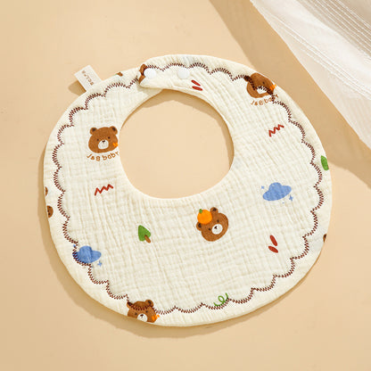 Baby Bib Class A Six-layer Round Children's Bib Cartoon Newborn Anti-spitting Pure Cotton Spring and Summer