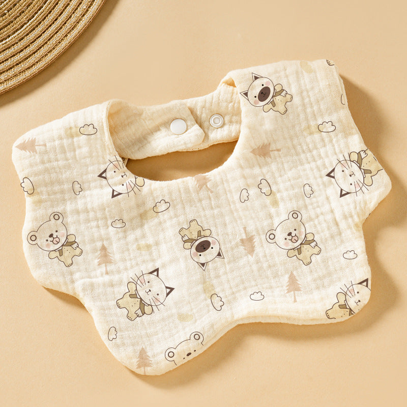Baby Bib Class A Six-layer Round Children's Bib Cartoon Newborn Anti-spitting Pure Cotton Spring and Summer