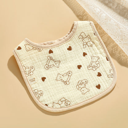 Baby Bib Class A Six-layer Round Children's Bib Cartoon Newborn Anti-spitting Pure Cotton Spring and Summer